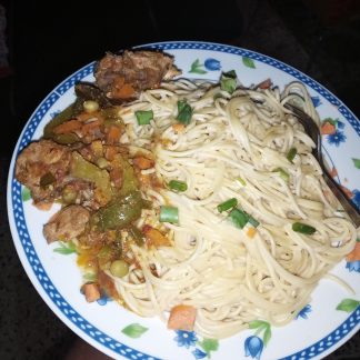 Spaghetti with Chicken Coconut Sauce