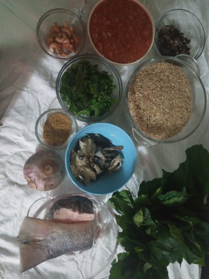 Ofada rice with seafood sauce and steamed Ugwu - Image 2